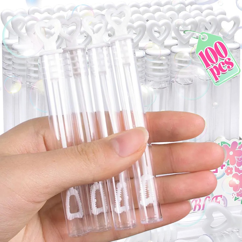 Soap Making Jar - 100/10 ชิ้น ขวดสบู่ฟองสบู่ทรงหัวใจขนาดเล็ก พร้อมไม้เป่าฟองสบู่ ของขวัญงานแต่งงานสำหรับแขก ของตกแต่งงานวันเกิด