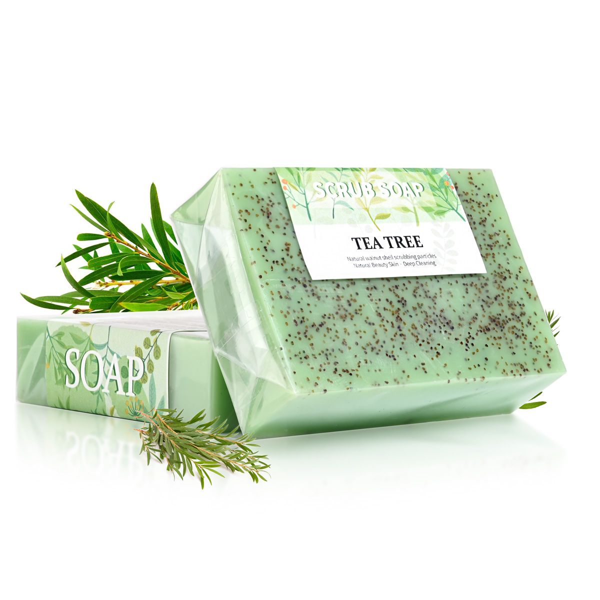 Soap Making Essential Oils - M+100G สบู่ฟองน้ำมันทีทรี ครีมไวท์เทนนิ่งทำมือจากธรรมชาติ ช่วยผลัดเซลล์ผิวและลดสิว ยอดขายอันดับหนึ่ง