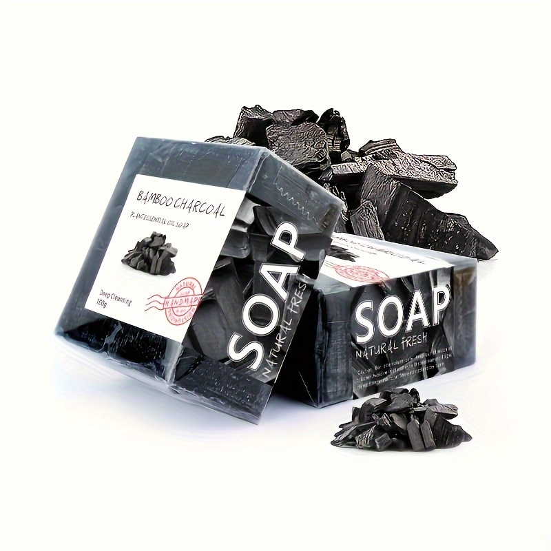 Soap Making Essential Oils - สบู่ถ่านไม้ไผ่แฮนด์เมดให้ความชุ่มชื้น 100 กรัมพร้อมน้ำมันหอมระเหย - ฟองอุดม ทำความสะอาดอย่างล้ำลึก