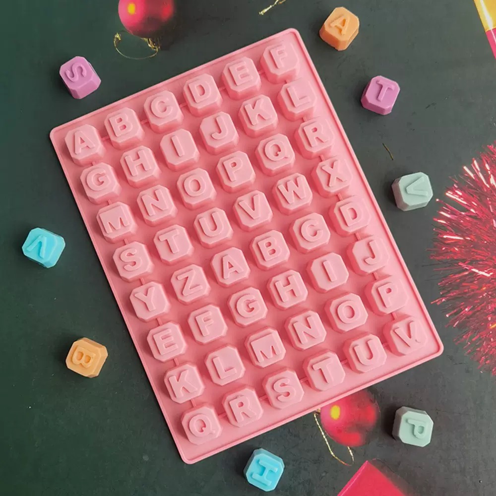 Soap Making Tools - 48 ตัวอักษร Enghish ตัวอักษรตัวอักษรซิลิโคนแม่พิมพ์สบู่แม่พิมพ์เค้ก Cupcake Bakeware