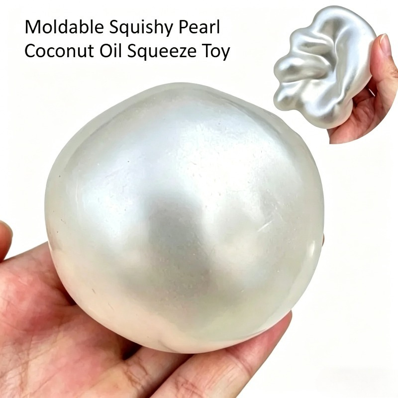 Coconut Oil Refined - ของเล่นบีบน้ำมันมะพร้าวเม็ดมุกนุ่มนิ่ม ของเล่นบีบคลายเครียด ของเล่นสควิชชี่ ของเล่นลดความเครียดแบบค่อยๆ คืนตัว ของเล่นเสริมประสาทสัมผัสสำหรับผู้ใหญ่