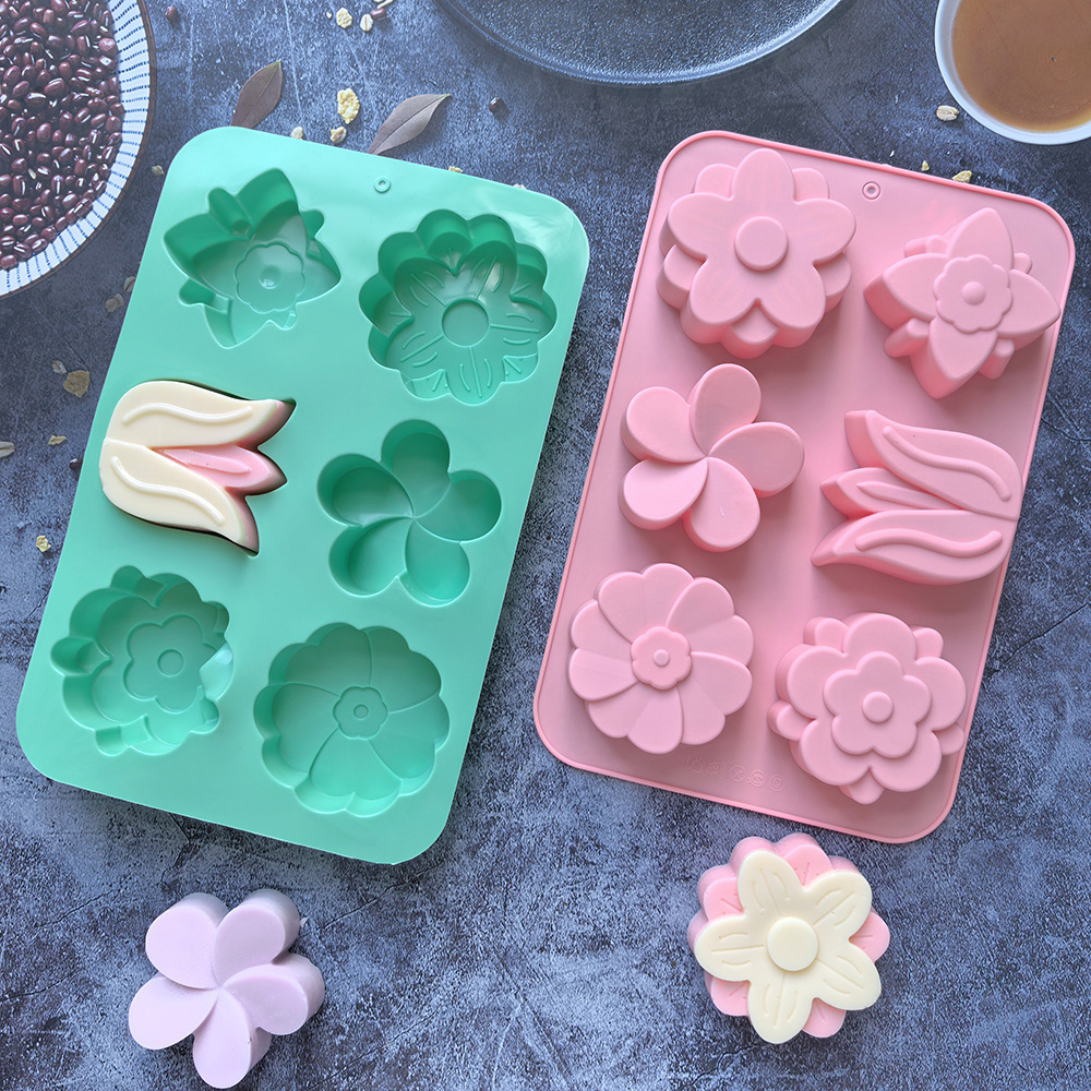 Soap Making Instructions - แม่พิมพ์ซิลิโคนรูปดอกไม้ แม่พิมพ์อบขนมรูปดอกไม้หลากหลายแบบ เหมาะสำหรับทำสบู่ เทียน เค้ก และช็อกโกแลต