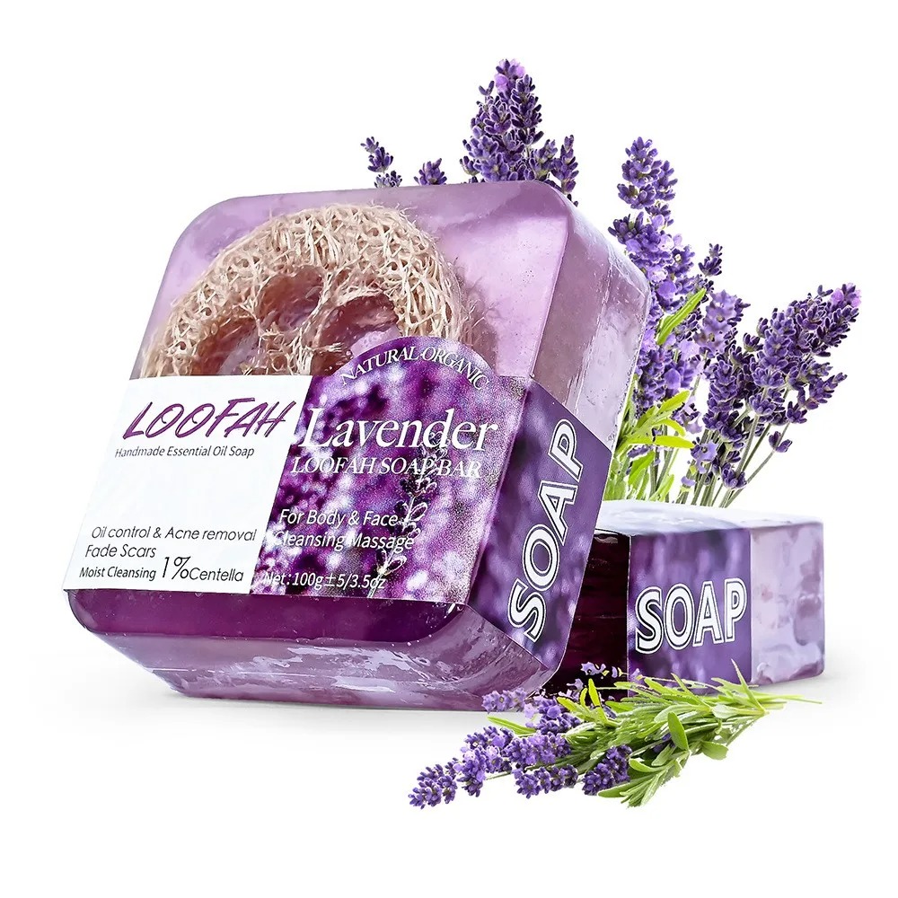 Soap Making Essential Oils - สบู่น้ำมันหอมระเหยลาเวนเดอร์ออร์แกนิก 100 กรัม สำหรับทำความสะอาดร่างกาย ใบหน้า และมือ