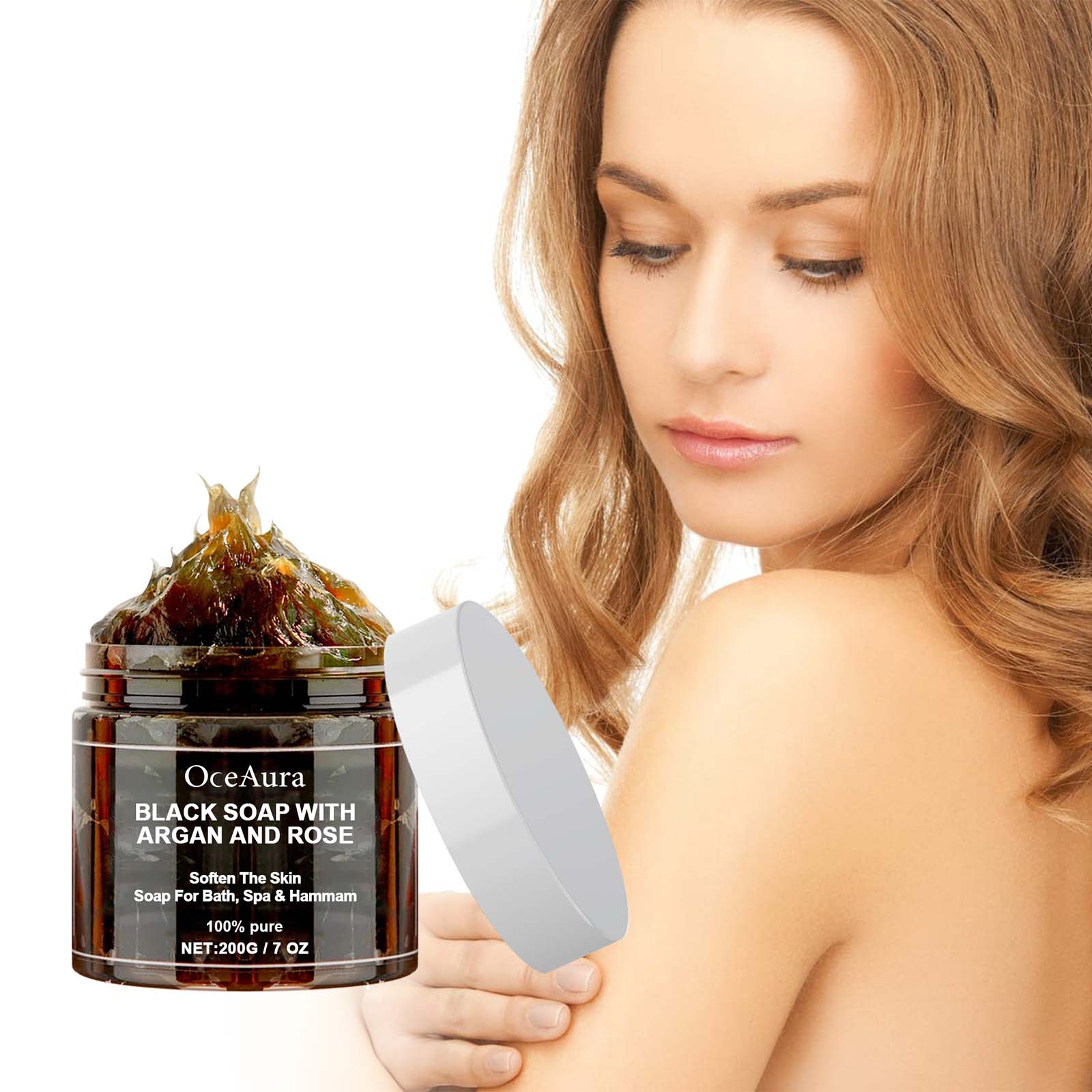 Soap Making Essential Oils - สบู่ดำโอเชียร่า ผสมอาร์แกนและโรส บลэк เบลดี โซป เหมาะสำหรับขจัดเซลล์ผิวที่ตายแล้ว